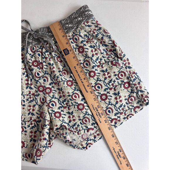 Dylan Women's Pull On Floral Shorts Red Blue Cream Cotton Drawstring Size L - Picture 11 of 12